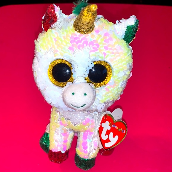 TY Beanie Babies Baby Boo Stardust Sequin Unicorn Plush 2019